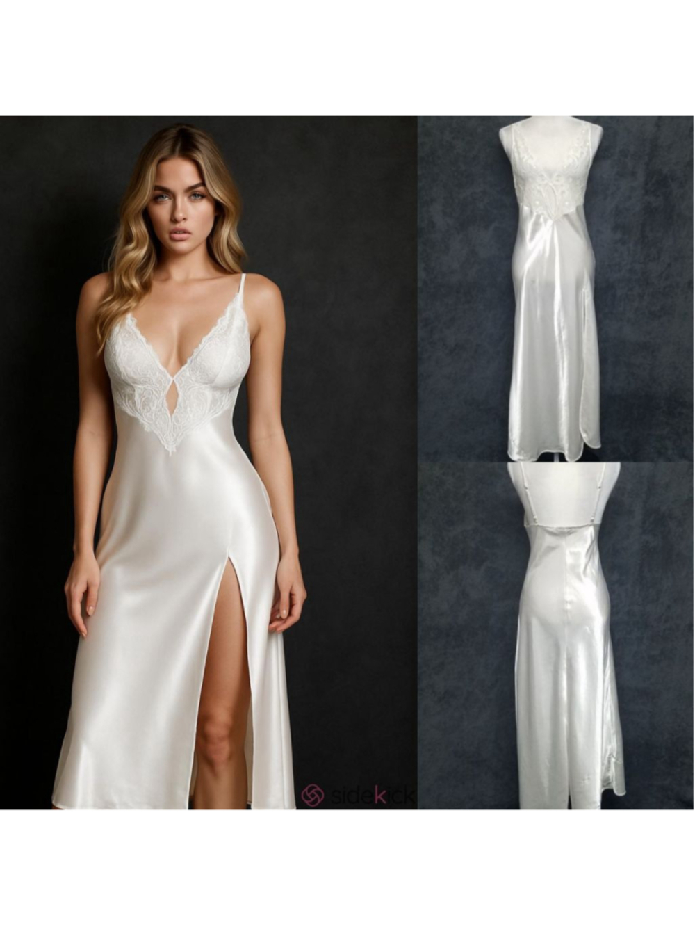 Victoria's Secret Gold Label Vintage Pearl Lace and Satin Maxi Slip Dress Gown S